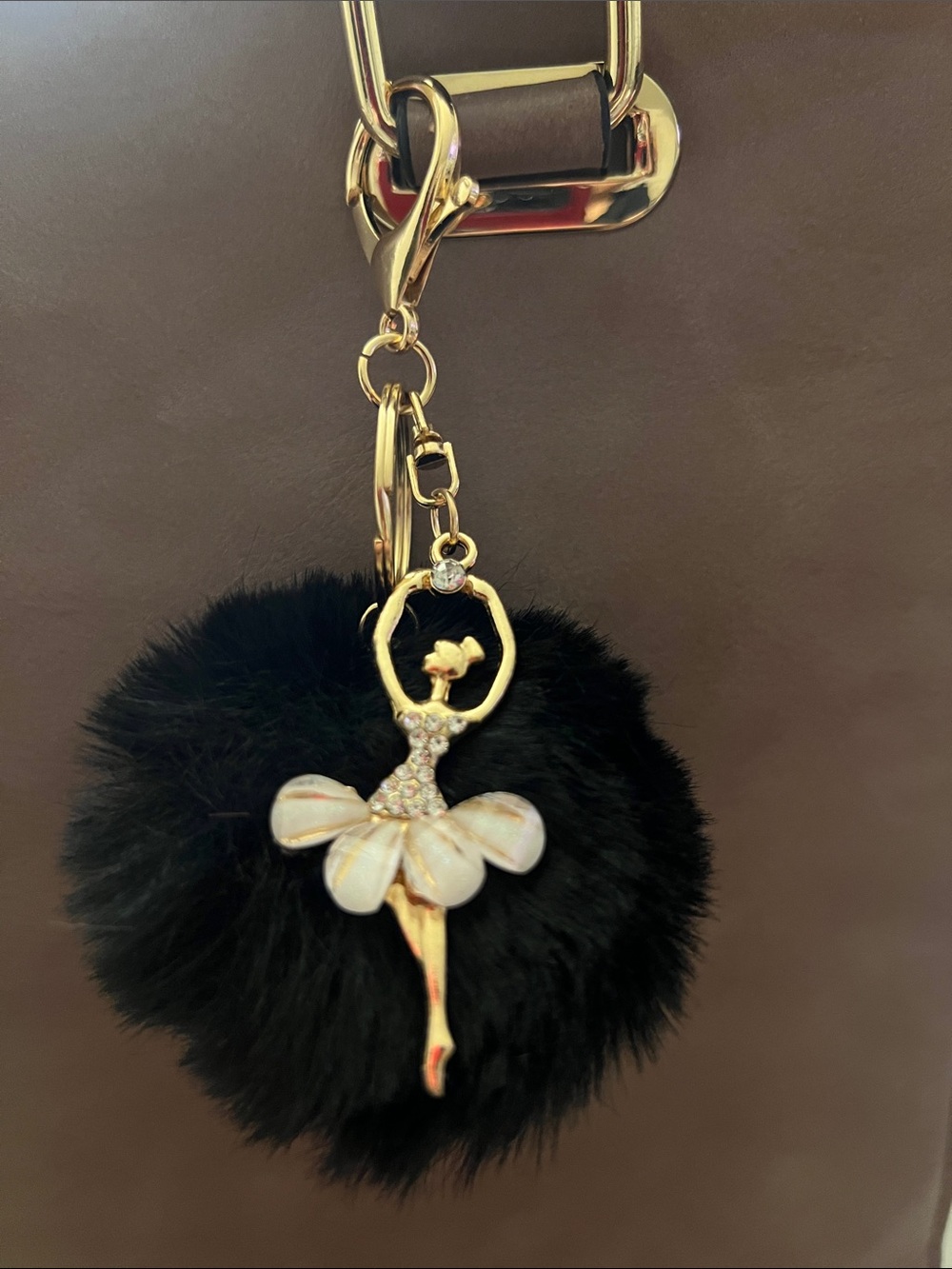 Pink Pom Pom Ballerina Keychain Charm